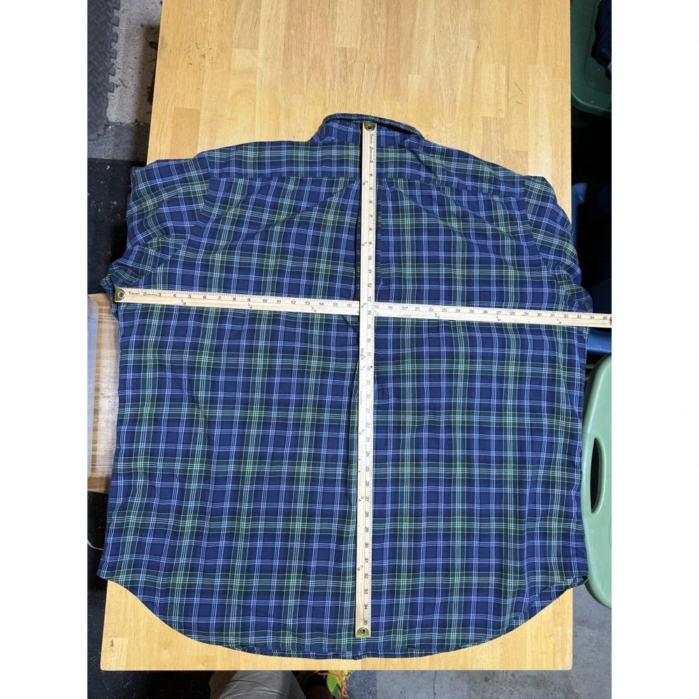 Vintage Polo Ralph Lauren Shirt Mens 4XLT Navy Green Plaid Button Down Big Tall